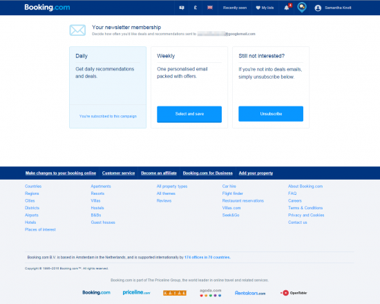 booking.com unsubscribe