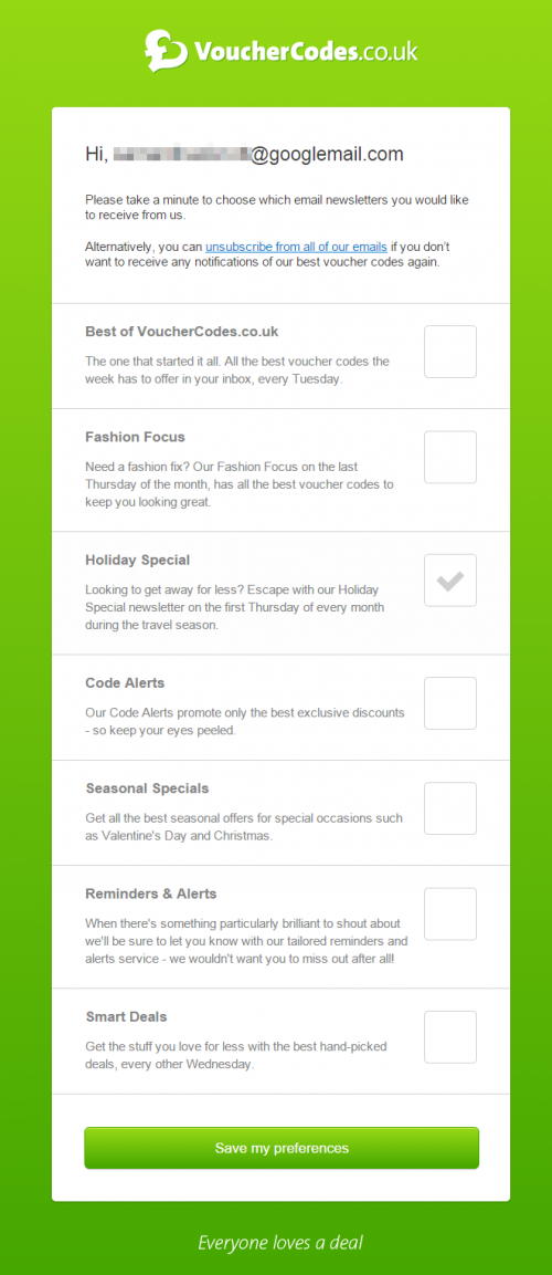 vouchercodes unsubscribe
