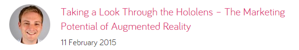 David Wharram Microsoft Hololens blog post