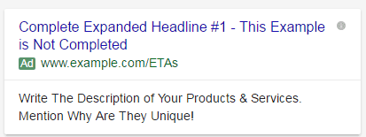 example of expanded headline on mobile