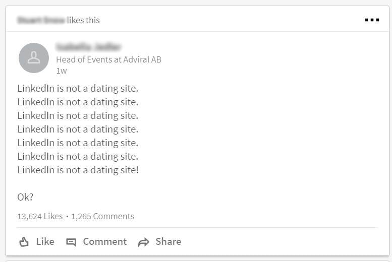 linkedin is not a dating site