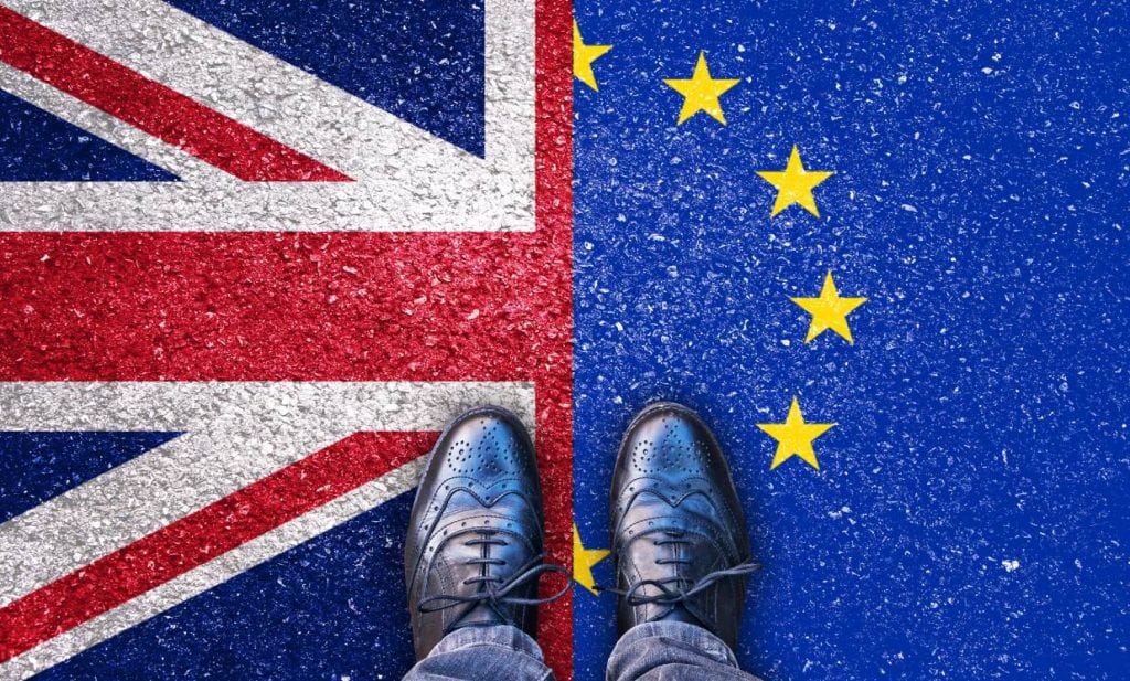 united kingdom and European union flags