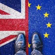 united kingdom and European union flags