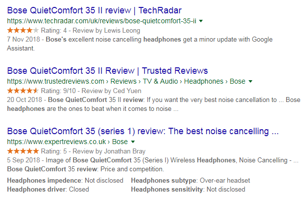 Searching Google for alternative reviews