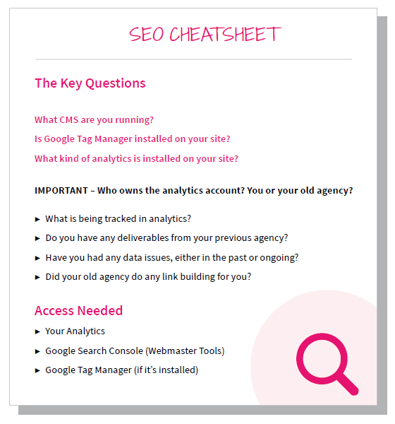 seo cheatsheet