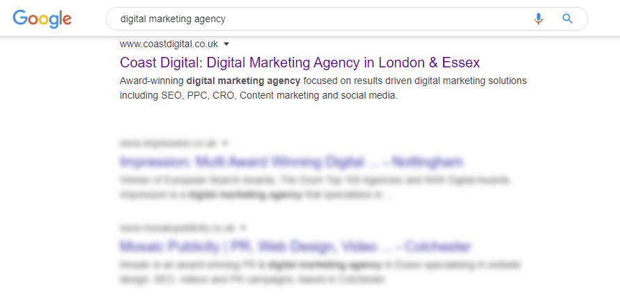 digital marketing agency serp small