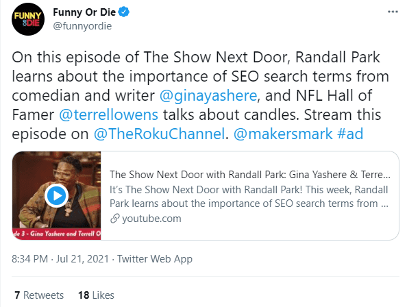 Funny or Die Tweet