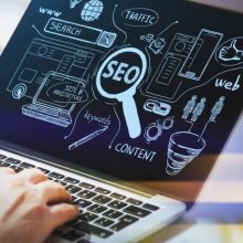 Laptop displaying SEO process