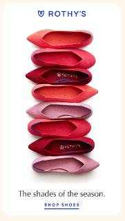 Shades of the season - shoes within a red colour scheme - highlighted as shades of the season