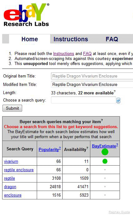 BayEstimator search