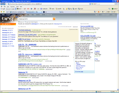 Bing search results