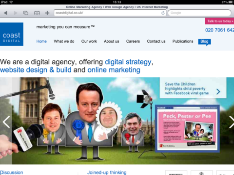 Coast website screenshot from iPad