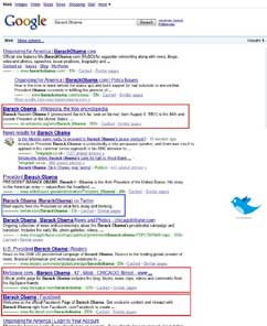 Google rank of Barack Obama's Twitter page