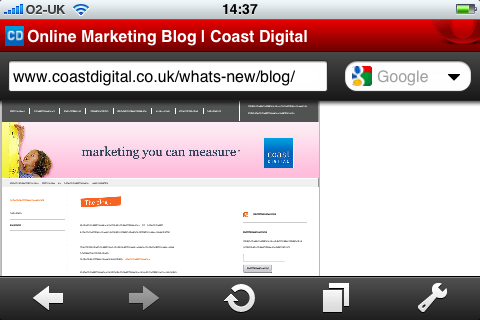 Coast Digital rendered in Opera Mini