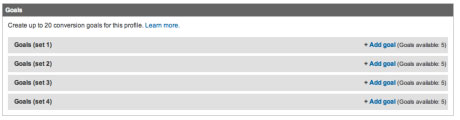Available goals in Google Analytics