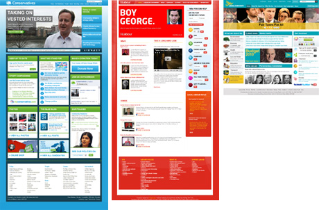 Websites of the UK's three main political parties.