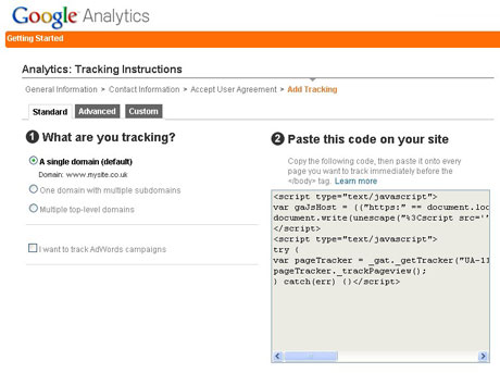 Google Analytics: tracking instructions