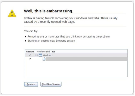 Firefox error message
