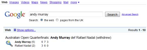 Google for checking sports results