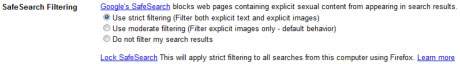 Google SafeSearch filter buttons
