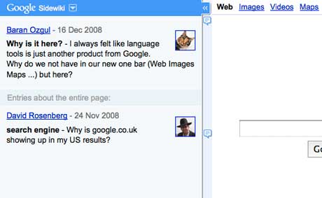Google Sidewiki comments